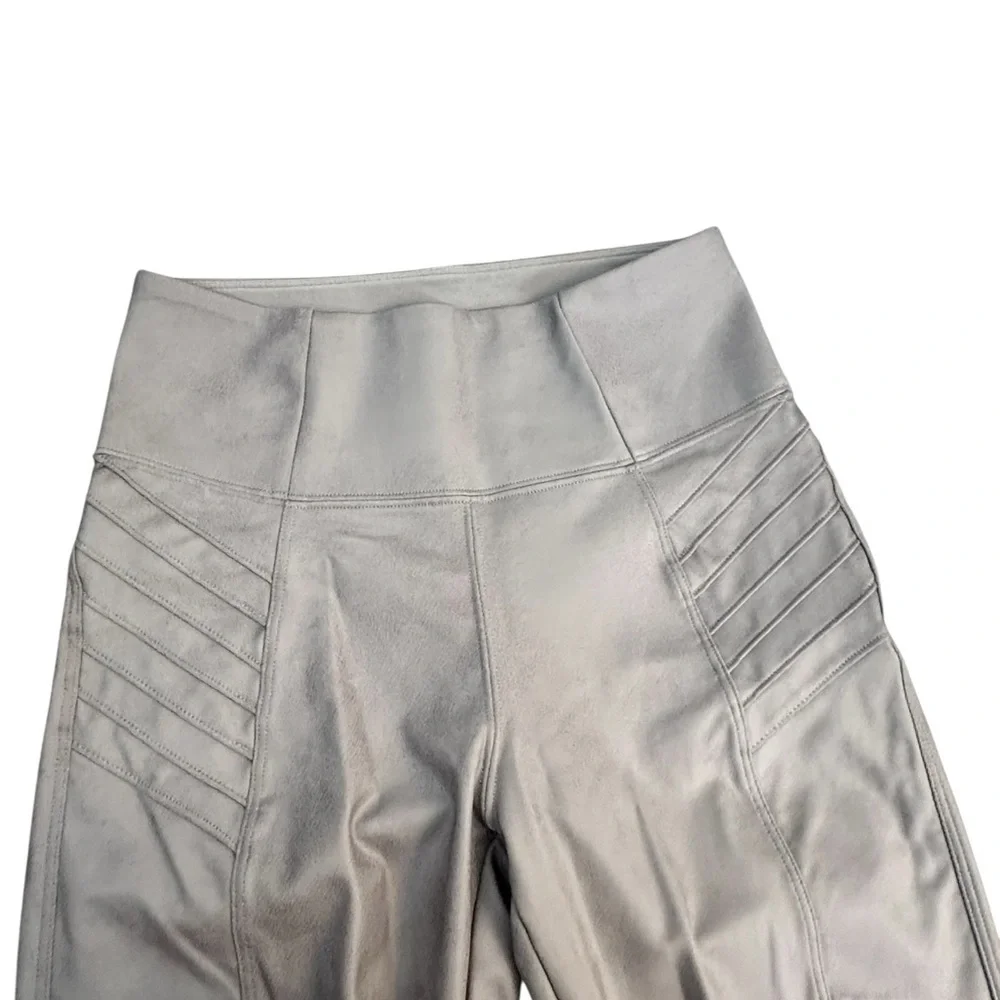 Athleta Delancey Gleam Moto Tight Leggings ribbed grey Zip ankle size XXS